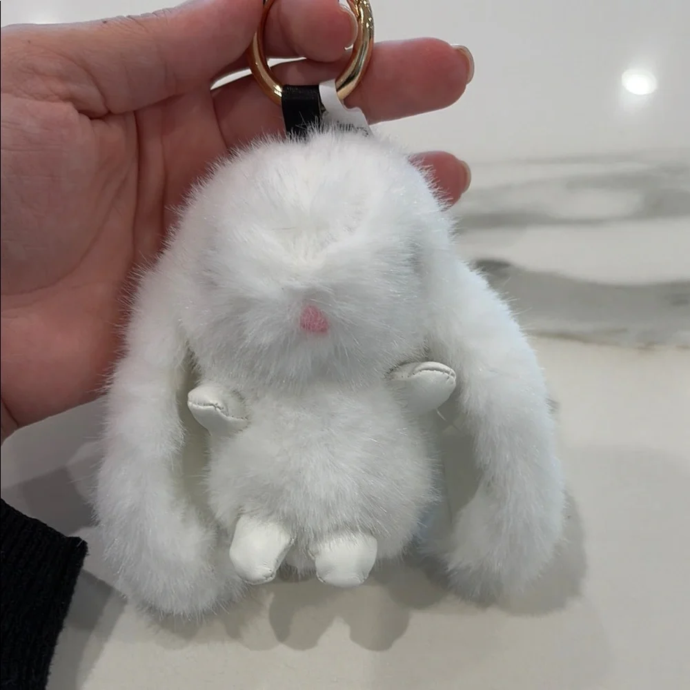 White Plush Bunny Keychain